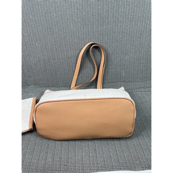 Rosetti Beige & Tan Tote Bag With Geometric Pattern & Matching Pouch - Picture 12 of 13